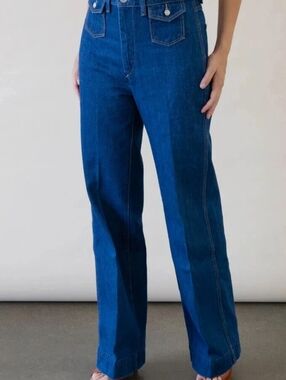 Re/Done Deep Blue High-Rise Wide-Leg Jeans